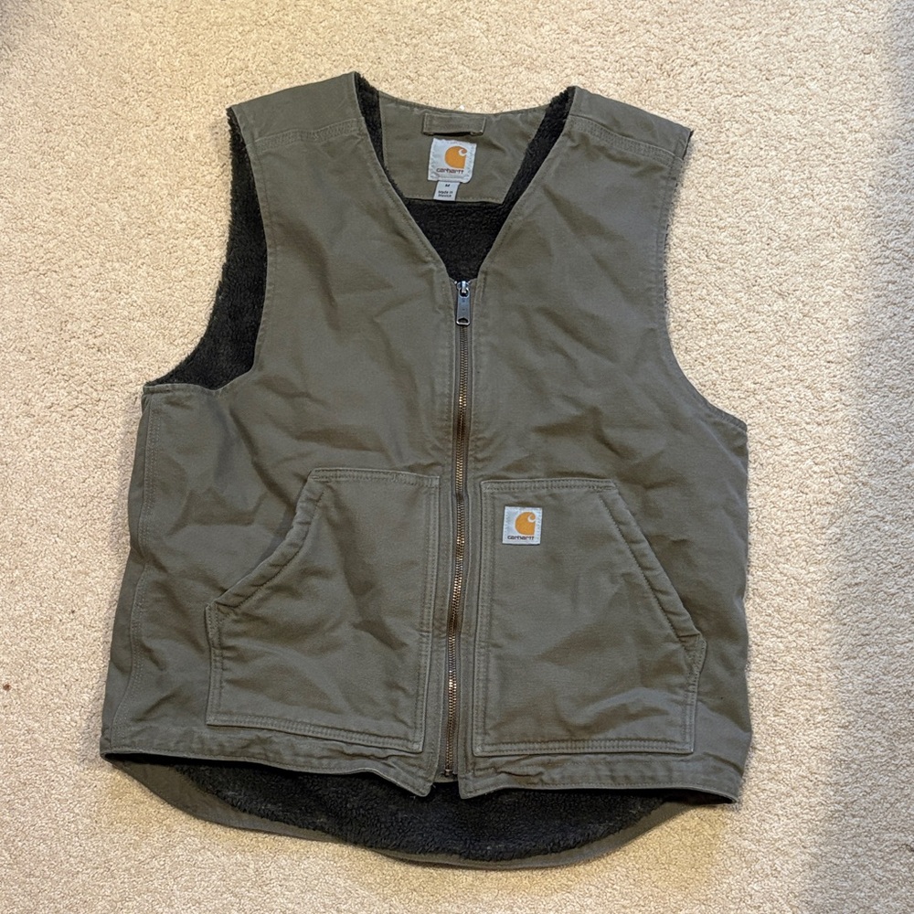 Carhartt Men's Relaxed Fit Washed Duck Sherpa-Lined Vest medium